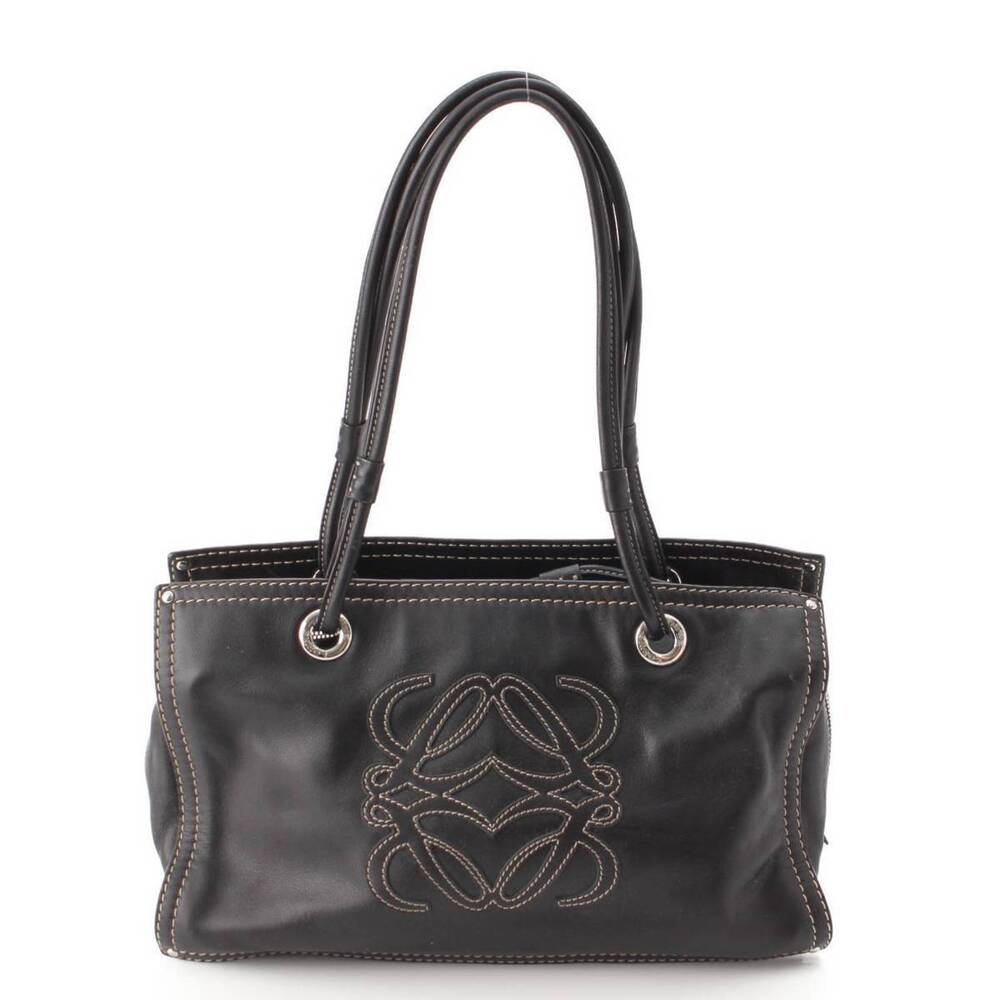 Loewe Anagram Leather Shopper Tote Bag Black